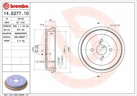 BEBEN HAMULCOWY BREMBO 14E27710 (фото 1)