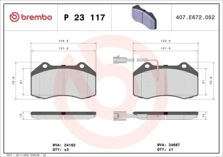 Тормозные колодки дисковые BREMBO P23 117