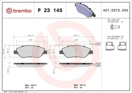 Гальмівні колодки дискові BREMBO P23145