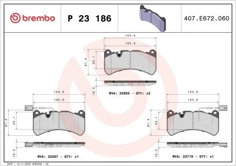 Колодки гальмівні GIULIA.. BREMBO P23186