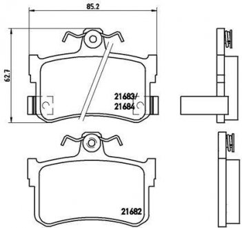 Гальмівні колодки, дискове гальмо (набір) BREMBO P28027 (фото 1)