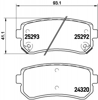 Комплект гальмівних колодок (задніх) Hyundai Accent/I20/I30/Ix35/Sonata/Kia Ceed/Rio/Sportage 1.2-3.3 05- BREMBO P30051X