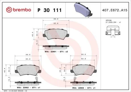 KLOCKI HAMULCOWE TYL BREMBO P30111