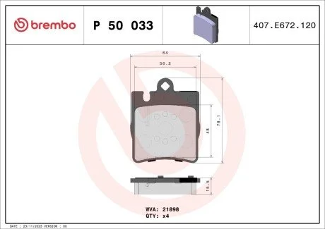 Гальмівні колодки, тюнінг BREMBO P 50 033X (фото 1)
