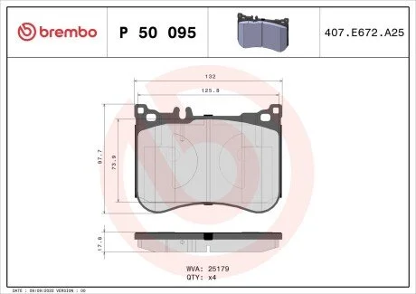 Гальмівні колодки пер. MB S300/S350/S400/S500 14- BREMBO P50095