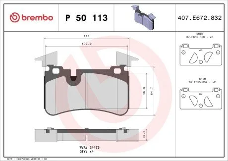 Колодки гальмівні C W204 tyі BREMBO P50113