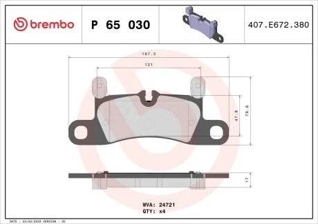 Гальмiвнi колодки к-кт. BREMBO P65 030