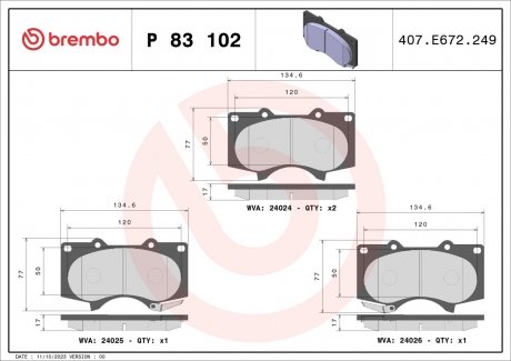 Klocki ham.Xtra LEXUS LX (_J2_) 08/07-> / TOYOTA (FAW) LAND CRUISER PRADO (_ BREMBO P83102X