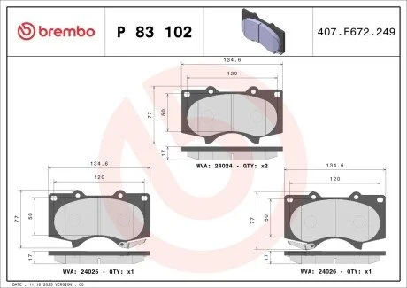 Klocki ham.Xtra LEXUS LX (_J2_) 08/07-> / TOYOTA (FAW) LAND CRUISER PRADO (_ BREMBO P83102X