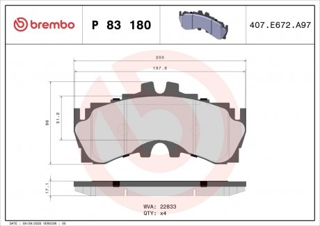 Гальмівні колодки дискові BREMBO P83180