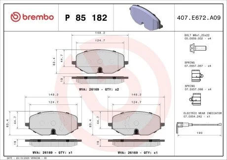 KLOCKI HAMULCOWE XTRA PRZOD BREMBO P85182X