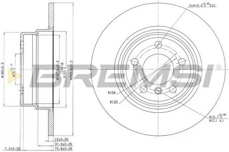 Тормозной диск зад. BMW X5 (E53) 00-06 (324x12) BREMSI CD7255S