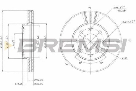 Тормозной диск перед. Aveo 03- (236x20) BREMSI CD7279V