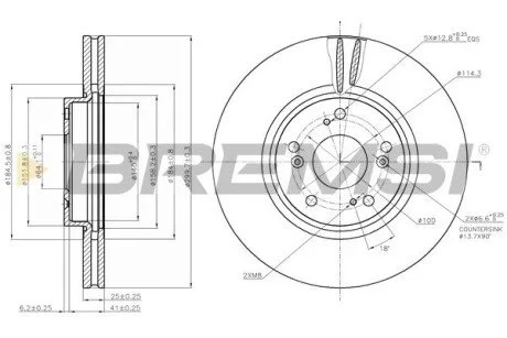 Тормозной диск перед. Accord VII 03-08 (300x25) BREMSI CD7424V