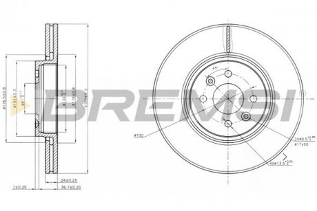 Тормозной диск перед. Renault Scenic 03-(вент.) (300x24) BREMSI CD7513V
