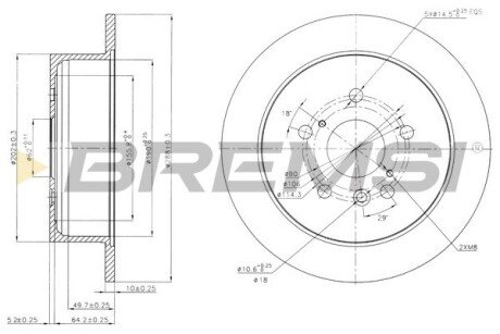 Тормозной диск зад. Lexus RX 3.0/3.5i 03- (287,8x10) BREMSI CD7545S
