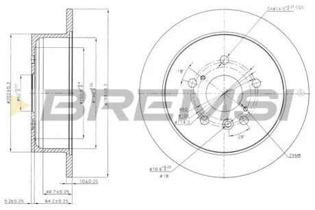 Тормозной диск зад. Lexus RX 3.0/3.5i 03- (287,8x10) BREMSI CD7545S