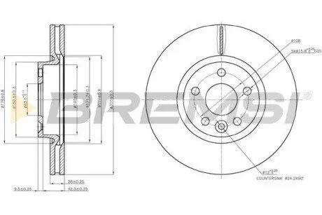 Тормозной диск перед. Mondeo IV/S-MAX/Galaxy 06-15 (300x28) BREMSI CD7567V