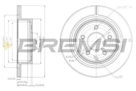 Гальмівний диск зад. Qashqai/X-Trail/Leaf/Kaleos I 01- (292x16) BREMSI CD7579V