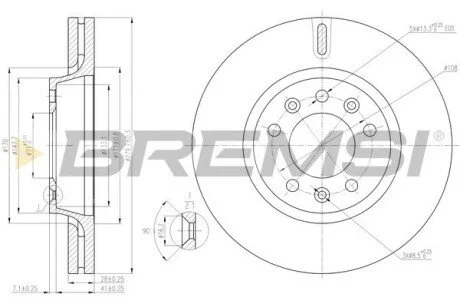 Гальмівний диск перед. Scudo/Jumpy/Expert 1.6HDi 07- (280x28) BREMSI CD7601V