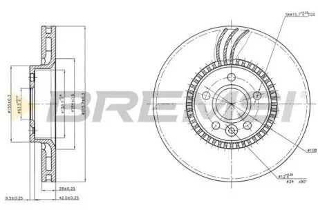 Тормозной диск перед. S-MAX/Galaxy/S60/S80 06- (316x28) BREMSI CD7607V
