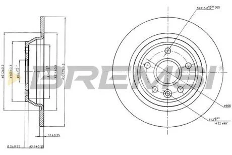 Тормозной диск зад. Ford Mondeo IV 07- (302x11) BREMSI CD7616S