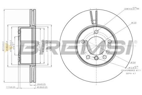 Гальмівний диск перед. BMW 1 (F20/F21)/3 (E90/F30/F80)/X1 (E84) 04- (312x24) BREMSI CD7717V