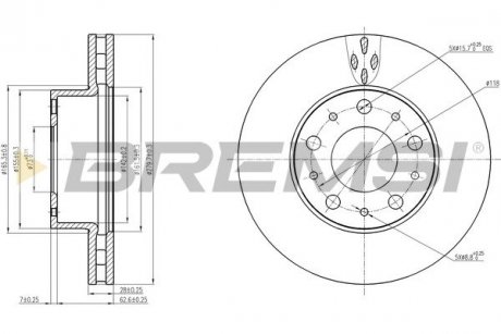 Тормозной диск перед. Ducato/Boxer (1-1.5t) 06-(вент.)(280x28) BREMSI CD7800V