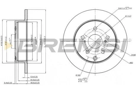 Тормозной диск зад. RAV 4 III/IV 06- (281x12) BREMSI CD7846S
