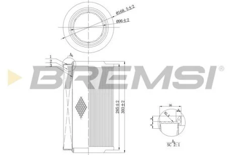 Фільтр повітряний Fiat Ducato 2.2/2.3/3.0 JTD/HDI 06- BREMSI FA0115