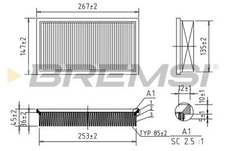 Фільтр повітряний Ford Connect 1.8DI/TDCi 02- BREMSI FA0127