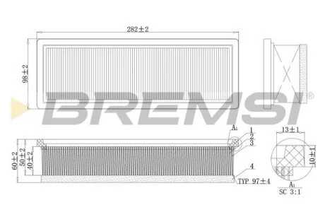 Фільтр повітряний Fiat Doblo 1.4i 05- (з поролоном) BREMSI FA0220