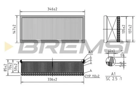 Фільтр повітряний Citroen C8 2.0-2.2HDi/Jumpy/Peugeot Expert 2.0HDi/Fiat Scudo 2.0D/JTD 06- BREMSI FA0531