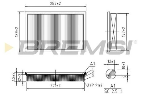 Фільтр повітряний Seat Ibiza 1.4-1.6 16V/Skoda Fabia 1.4 00-09/VW Caddy 1.4 04-10/Golf 1.4-1.6 00-06 BREMSI FA0573