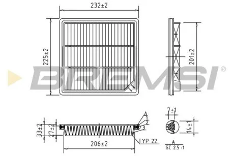 Фільтр повітряний Fiat Freemont 2.0JTD 11- BREMSI FA0593 (фото 1)