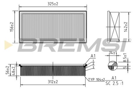 Фільтр повітряний Citroen C5/Jumpy/Fiat Scudo/Peugeot 406/Expert 1.6-2.0/1.9TD/2.0-2.2HDi 96-07 BREMSI FA0595