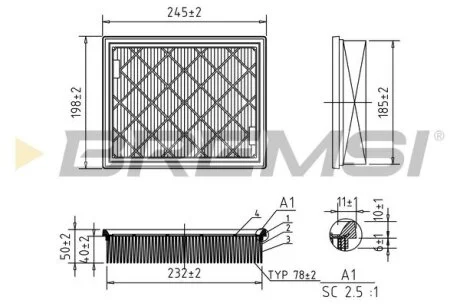 Фильтр воздушный (с поролоном) Ford Edge Galaxy Mondeo V Lincoln MKX MKZ 14- BREMSI FA0603