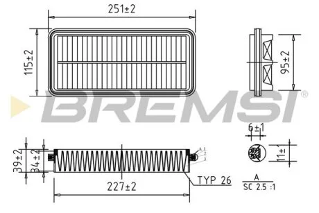 Фільтр повітряний Kia Picanto 1.0/1.1 04-11 BREMSI FA0609