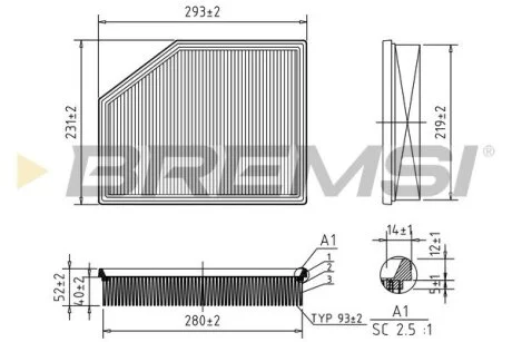Фільтр повітряний Volvo V40 1.5 T2/T3/2.0 D2-D4/T2-T5 14- BREMSI FA0626