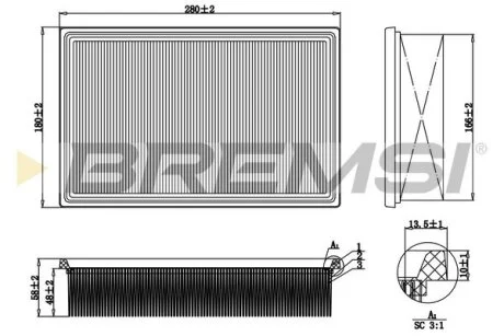 Фільтр повітряний Ford Transit 00-06 BREMSI FA0648