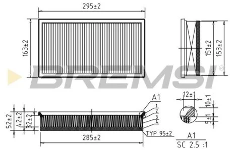 Фільтр повітряний Alfa Romeo 147/156/GT 1.9 JTDM 01-10 BREMSI FA0650