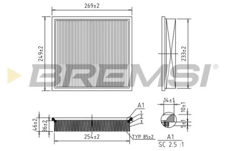 Фільтр повітряний Ford Transit 06- BREMSI FA1028