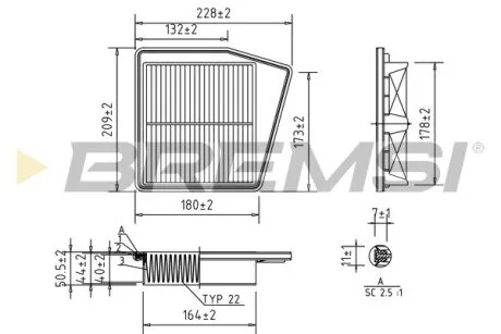 Фильтр воздушный Honda Accord 2.0 08-15 BREMSI FA1050