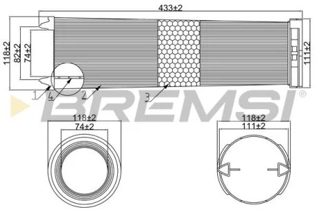 Фильтр воздушный MB E-class (W211)/S-class (W220) 2.7CDI/3.2CDI 02-09 (OM647/OM648) BREMSI FA1055