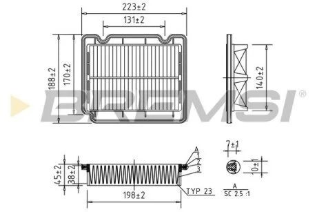 Фільтр повітряний Chevrolet Aveo 06- (benzin) BREMSI FA1072
