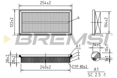 Фильтр воздушный Dodge Attitude Mitsubishi Mirage Toyota Avanza Yaris1.2 12- BREMSI FA1100