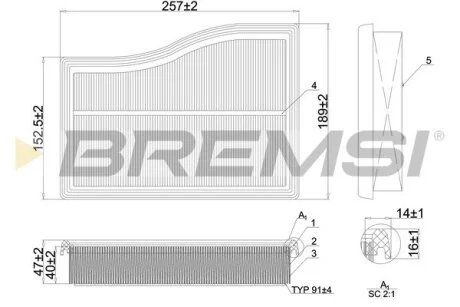 Фільтр повітряний MB A-class (W177) 18- BREMSI FA1101