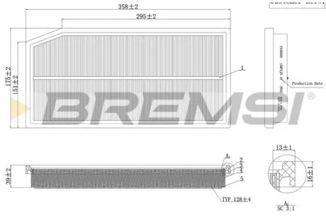 Фільтр повітряний MB C-class (W205)/E-class (W213) 2.0 17- BREMSI FA1124
