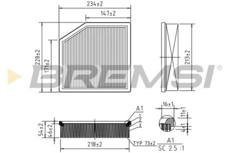 Фільтр повітряний Lexus GS/IS/RC 2.0/2.5/3.5 12-/Toyota Rav4 2.2D4-D/D 4WD 15-18 BREMSI FA1128