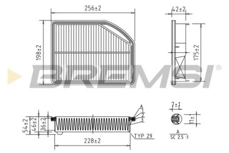 Фильтр воздушный (255x196x54) Honda CR-V IV (RM) 2.4 12- BREMSI FA1129